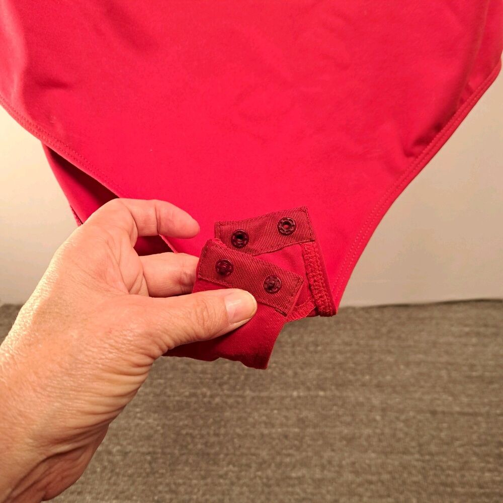Free People Intimately Womens Red Ruffle On/Off Shoulder Body Suit Size Small - Picture 5 of 8